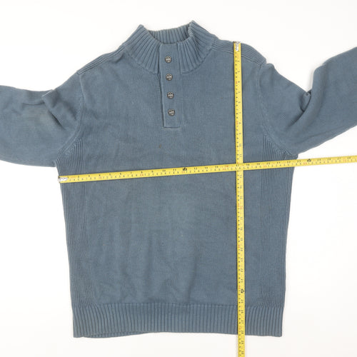 Next Men's Blue Cotton Henley Jumper Size L