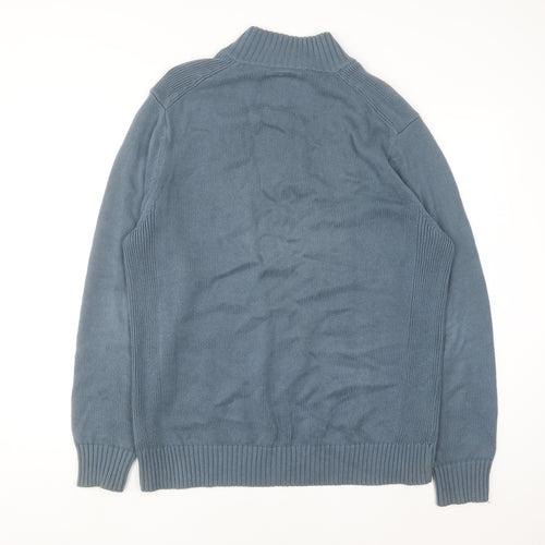 Next Men's Blue Cotton Henley Jumper Size L