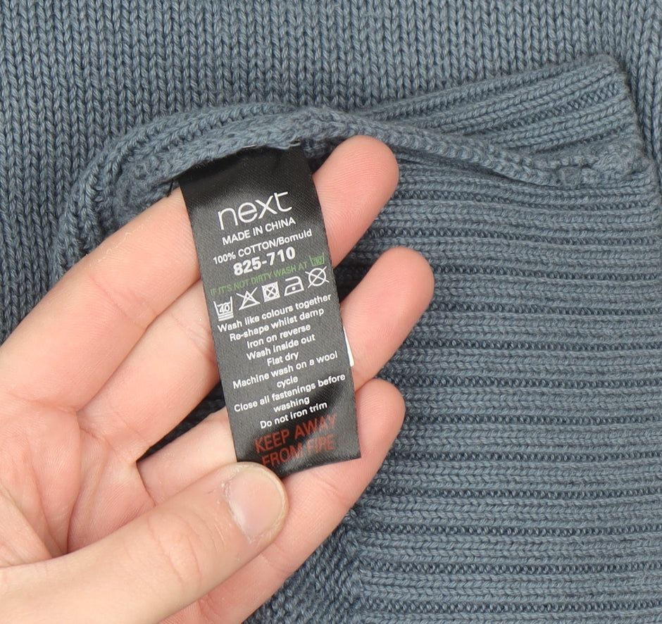 Next Men's Blue Cotton Henley Jumper Size L