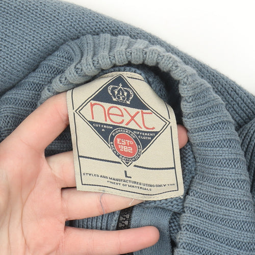 Next Men's Blue Cotton Henley Jumper Size L