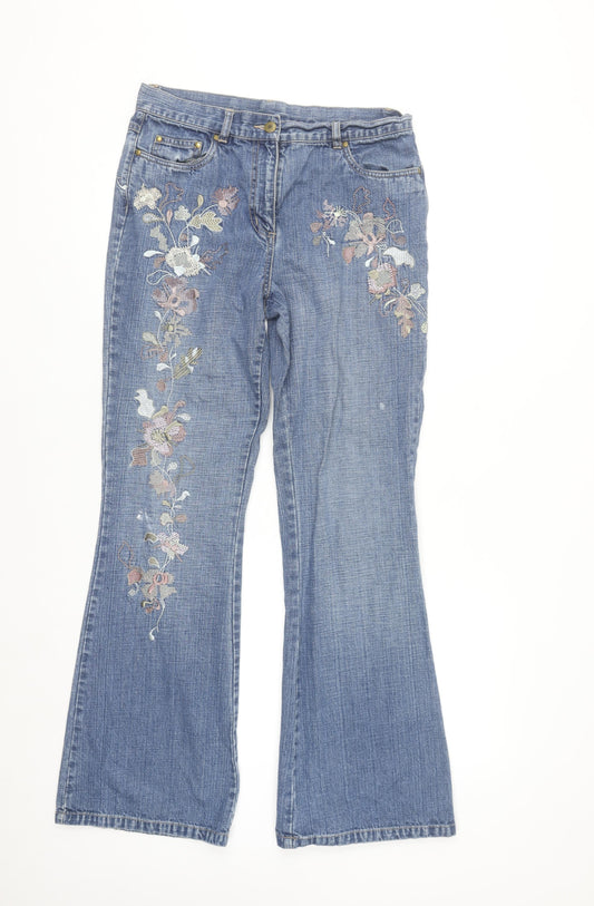 Principles Women's Blue Embroidered Bootcut Jeans Size 12
