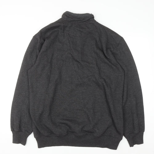JDS Men's Grey XL 1/2 Zip High Neck Sweatshirt with Red Stripes