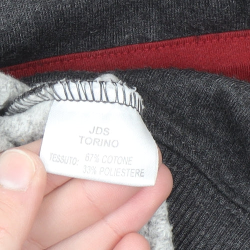 JDS Men's Grey XL 1/2 Zip High Neck Sweatshirt with Red Stripes
