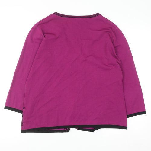 Roman Women's Purple Beaded 3/4 Sleeve V-Neck Cardigan Size 18