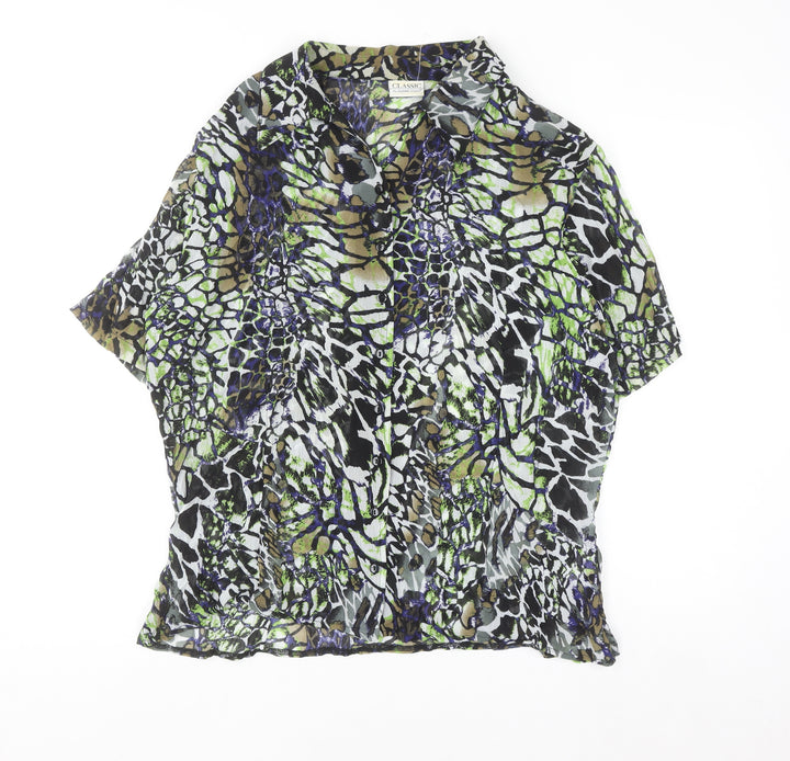 Classic by Michèle Boyard Women's Multicoloured Animal Print Chiffon Blouse Size 20