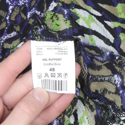 Classic by Michèle Boyard Women's Multicoloured Animal Print Chiffon Blouse Size 20