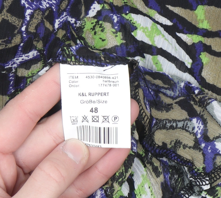Classic by Michèle Boyard Women's Multicoloured Animal Print Chiffon Blouse Size 20