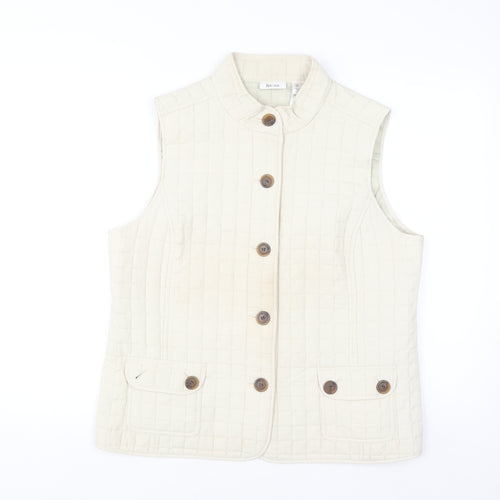 Liz&Co Women Beige Quilted Button Waistcoat L Polyester