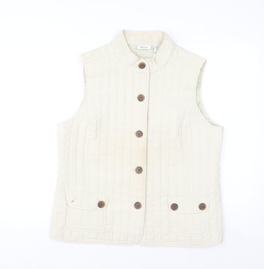 Liz&Co Women Beige Quilted Button Waistcoat L Polyester