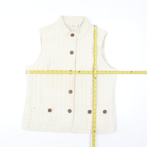 Liz&Co Women Beige Quilted Button Waistcoat L Polyester