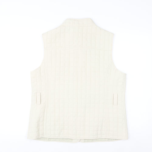 Liz&Co Women Beige Quilted Button Waistcoat L Polyester