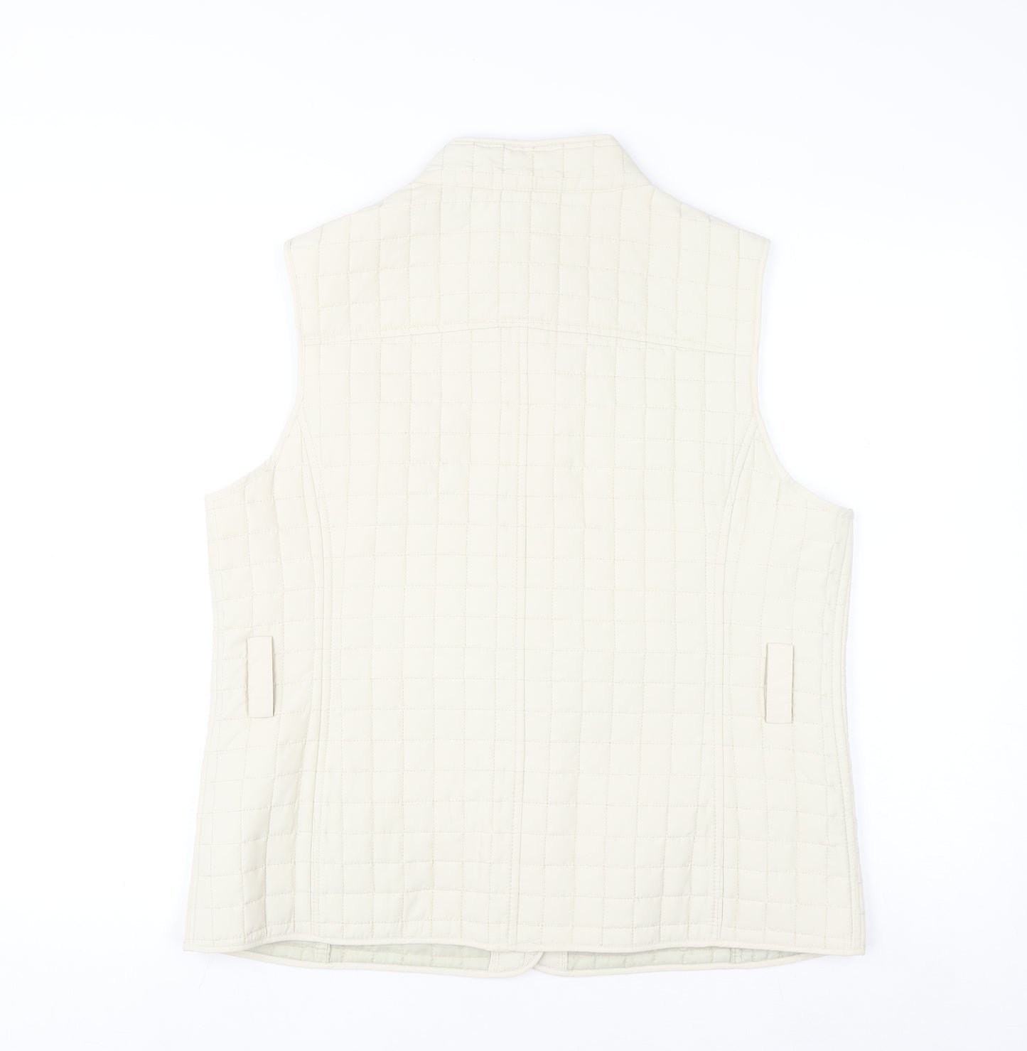 Liz&Co Women Beige Quilted Button Waistcoat L Polyester
