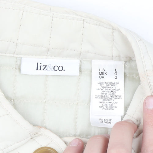 Liz&Co Women Beige Quilted Button Waistcoat L Polyester
