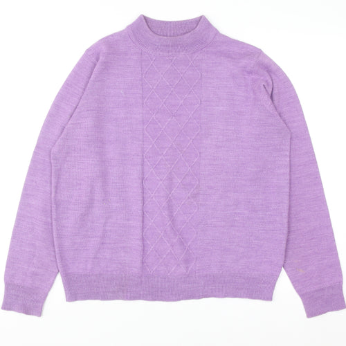 Honor Millburn Women's Purple Mock Neck Argyle Knit Jumper Size M 14-16