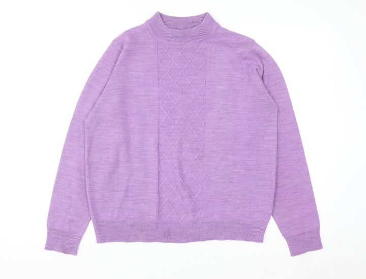 Honor Millburn Women's Purple Mock Neck Argyle Knit Jumper Size M 14-16