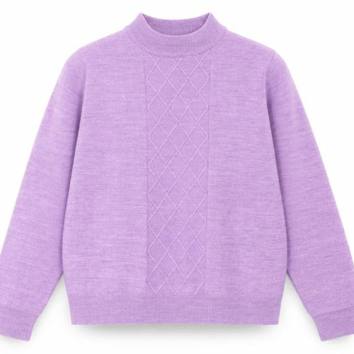 Honor Millburn Women's Purple Mock Neck Argyle Knit Jumper Size M 14-16