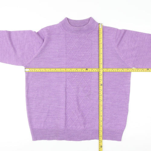 Honor Millburn Women's Purple Mock Neck Argyle Knit Jumper Size M 14-16