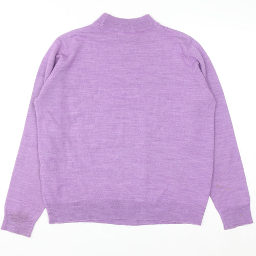 Honor Millburn Women's Purple Mock Neck Argyle Knit Jumper Size M 14-16