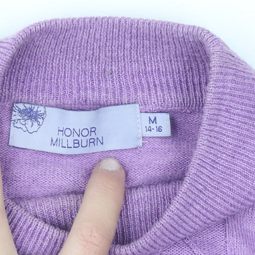 Honor Millburn Women's Purple Mock Neck Argyle Knit Jumper Size M 14-16