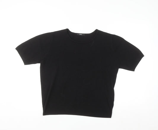 Marks and Spencer Women Black Size 16 Short Sleeve Acrylic Jumper
