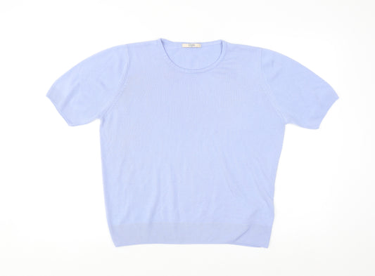 Marks and Spencer Women Blue Size 16 Short Sleeve Knit Jumper