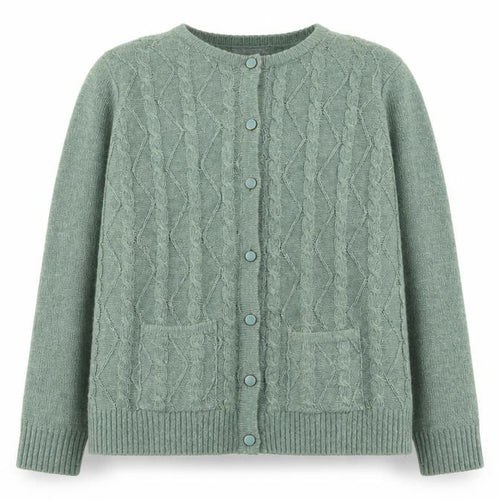 Honor Millburn Women's Green Cable-Knit Acrylic Cardigan Size 14-16