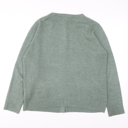 Honor Millburn Women's Green Cable-Knit Acrylic Cardigan Size 14-16