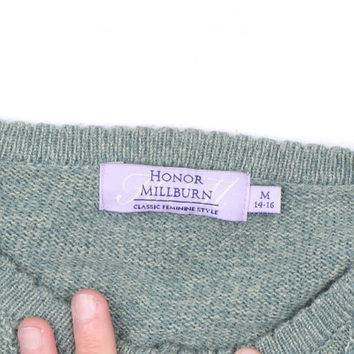 Honor Millburn Women's Green Cable-Knit Acrylic Cardigan Size 14-16