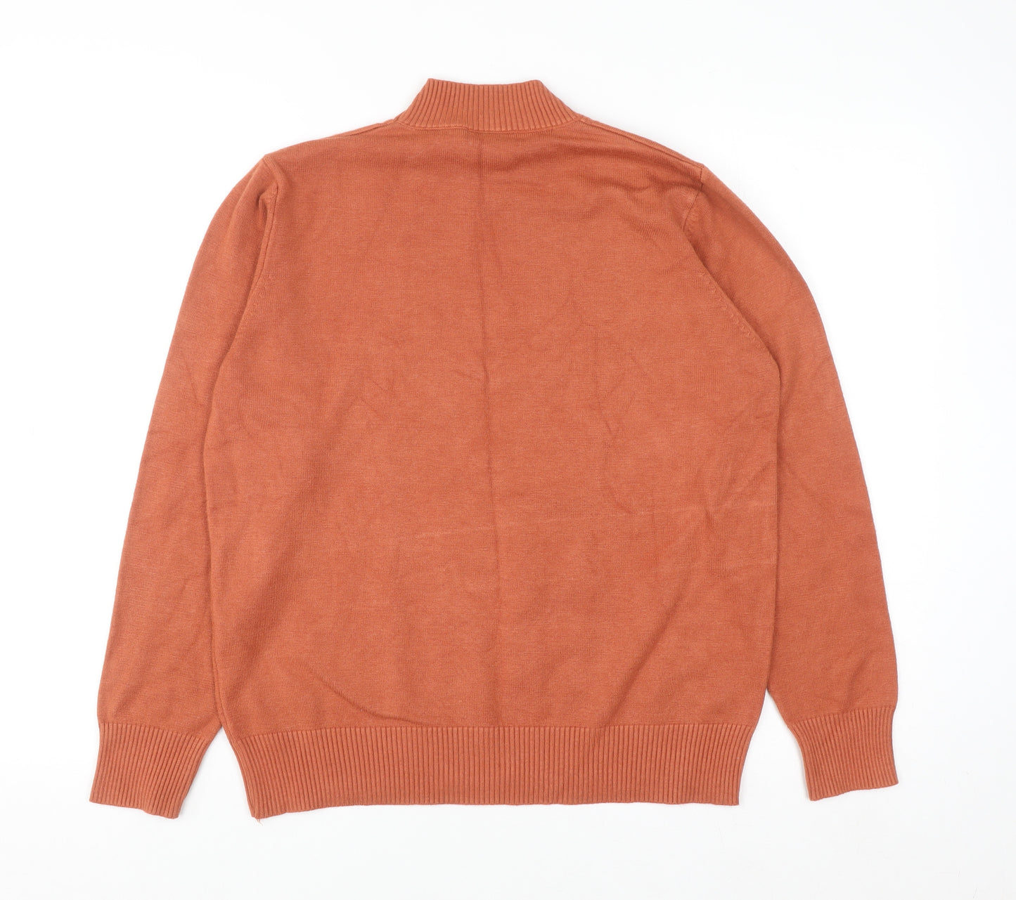 EC Fashion Women's Brown Cable-Knit Mock Neck Cotton Blend Jumper XL
