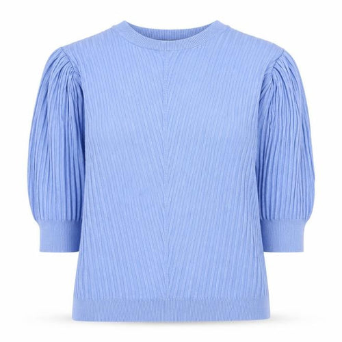 Marks and Spencer Women Blue Size 14 Puff Sleeve Knit Jumper