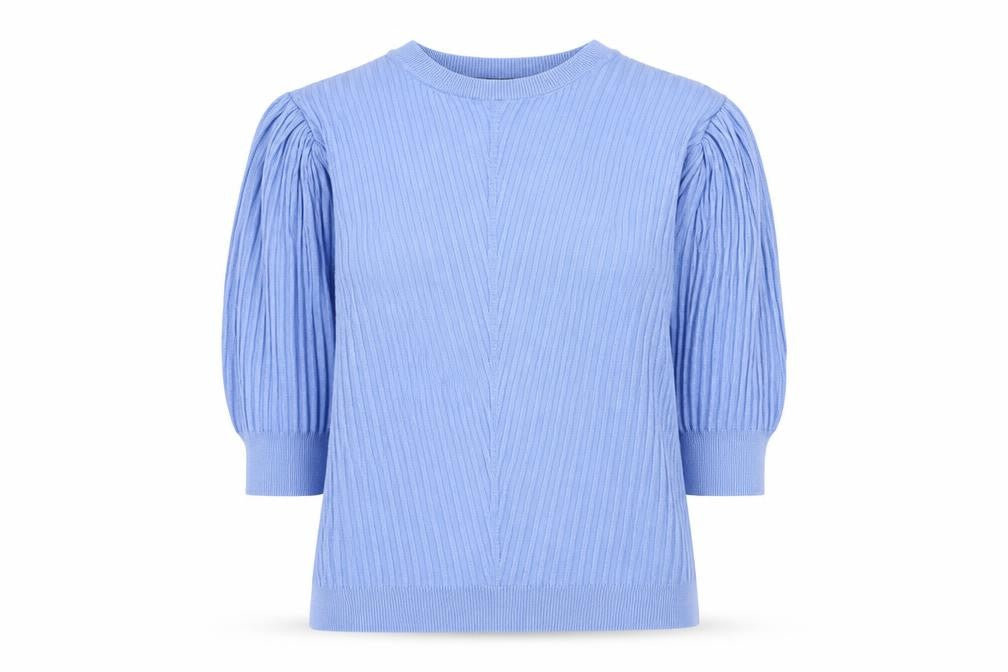 Marks and Spencer Women Blue Size 14 Puff Sleeve Knit Jumper