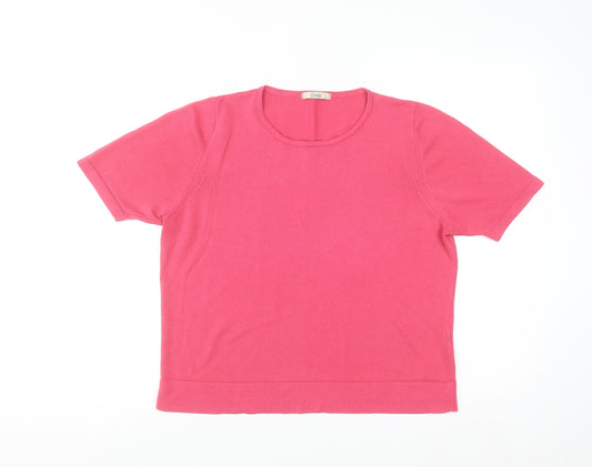 Marks and Spencer Womens Pink Short Sleeve Acrylic Pullover Jumper Size 14