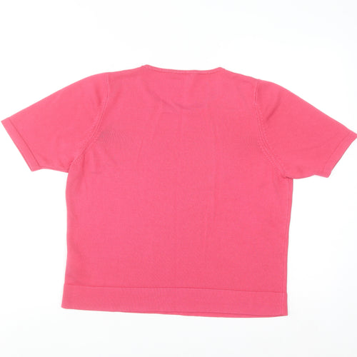 Marks and Spencer Womens Pink Short Sleeve Acrylic Pullover Jumper Size 14