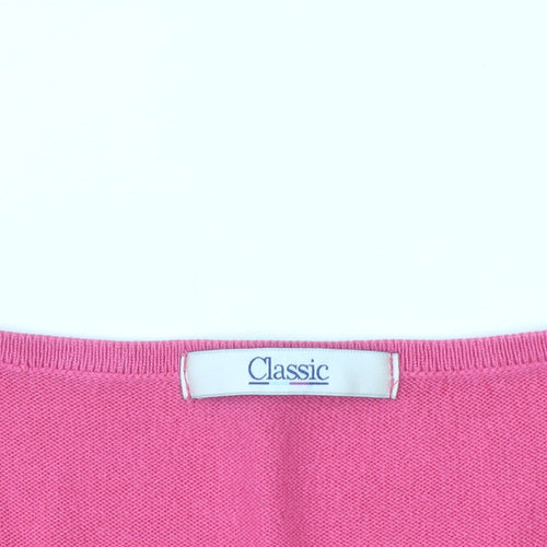 Marks and Spencer Womens Pink Short Sleeve Acrylic Pullover Jumper Size 14