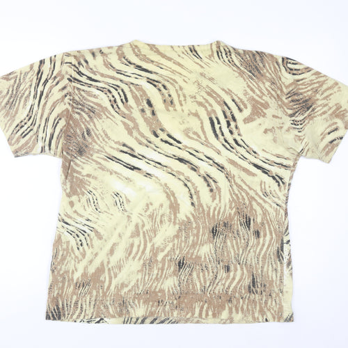 Frank Saul Women’s Beige Animal Print Cotton Elastane T-Shirt Size L