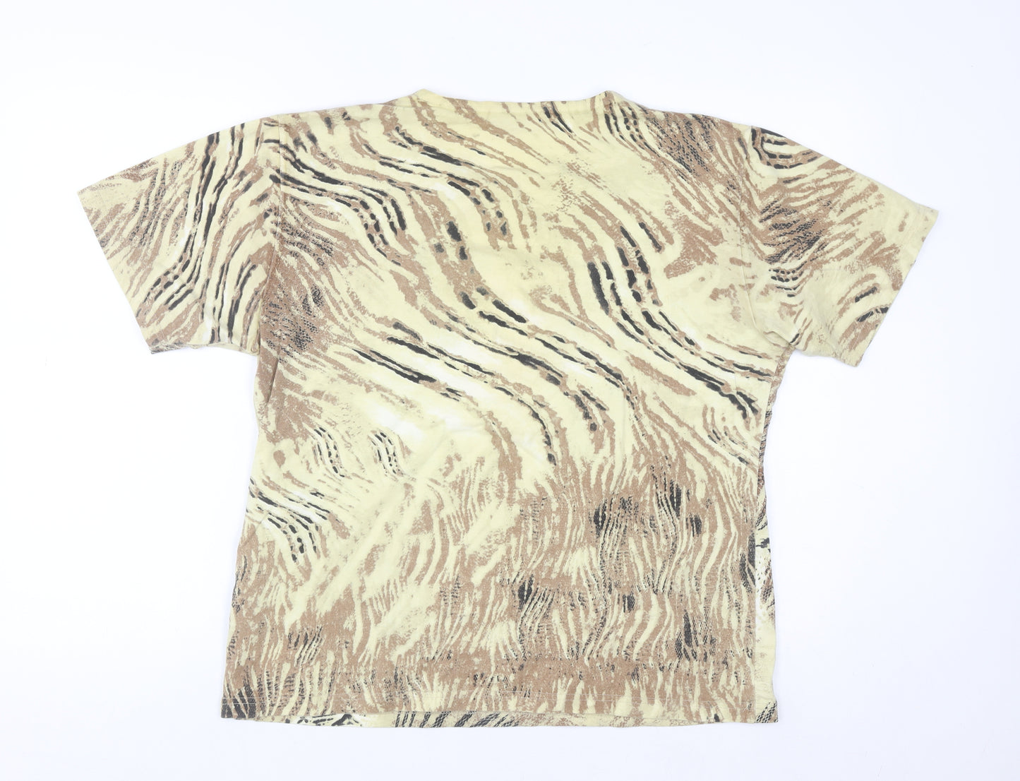 Frank Saul Women’s Beige Animal Print Cotton Elastane T-Shirt Size L