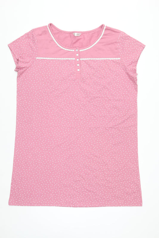 Dunnes Stores Women's Pink Heart Print Cotton Blend Short Sleeve Nightshirt Size 16