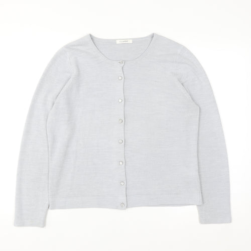 Marks and Spencer Women Silver Grey Size 16 Classic Button Cardigan