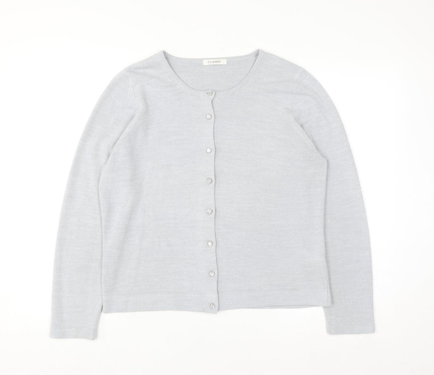 Marks and Spencer Women Silver Grey Size 16 Classic Button Cardigan