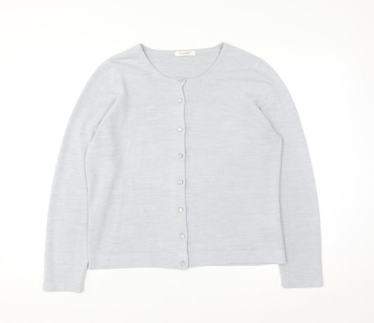 Marks and Spencer Women Silver Grey Size 16 Classic Button Cardigan