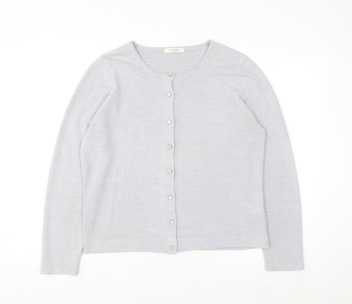 Marks and Spencer Women Silver Grey Size 16 Classic Button Cardigan