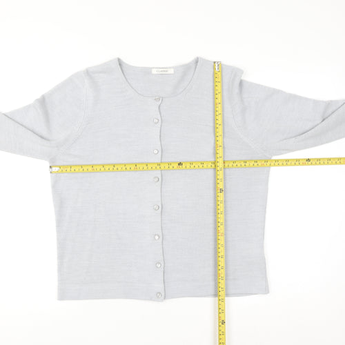 Marks and Spencer Women Silver Grey Size 16 Classic Button Cardigan