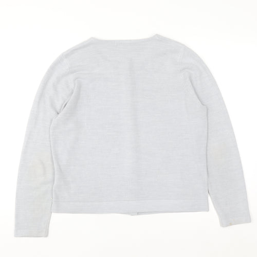 Marks and Spencer Women Silver Grey Size 16 Classic Button Cardigan