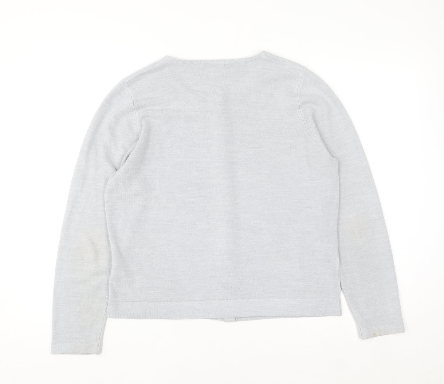 Marks and Spencer Women Silver Grey Size 16 Classic Button Cardigan