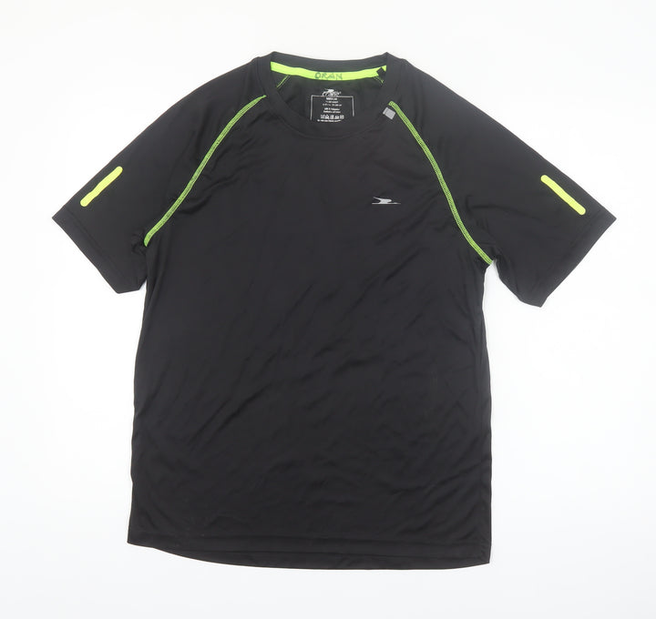 Crane Men's Black Medium Athletic Running T-Shirt