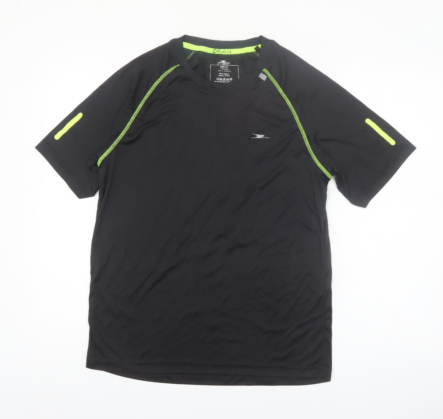 Crane Men's Black Medium Athletic Running T-Shirt