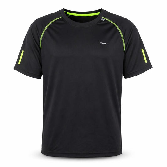 Crane Men's Black Medium Athletic Running T-Shirt