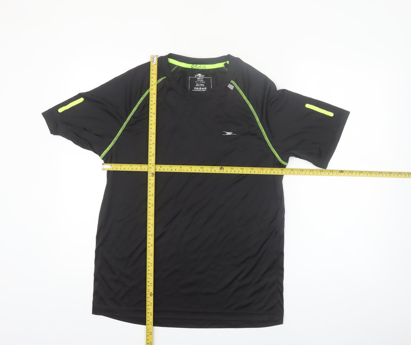 Crane Men's Black Medium Athletic Running T-Shirt