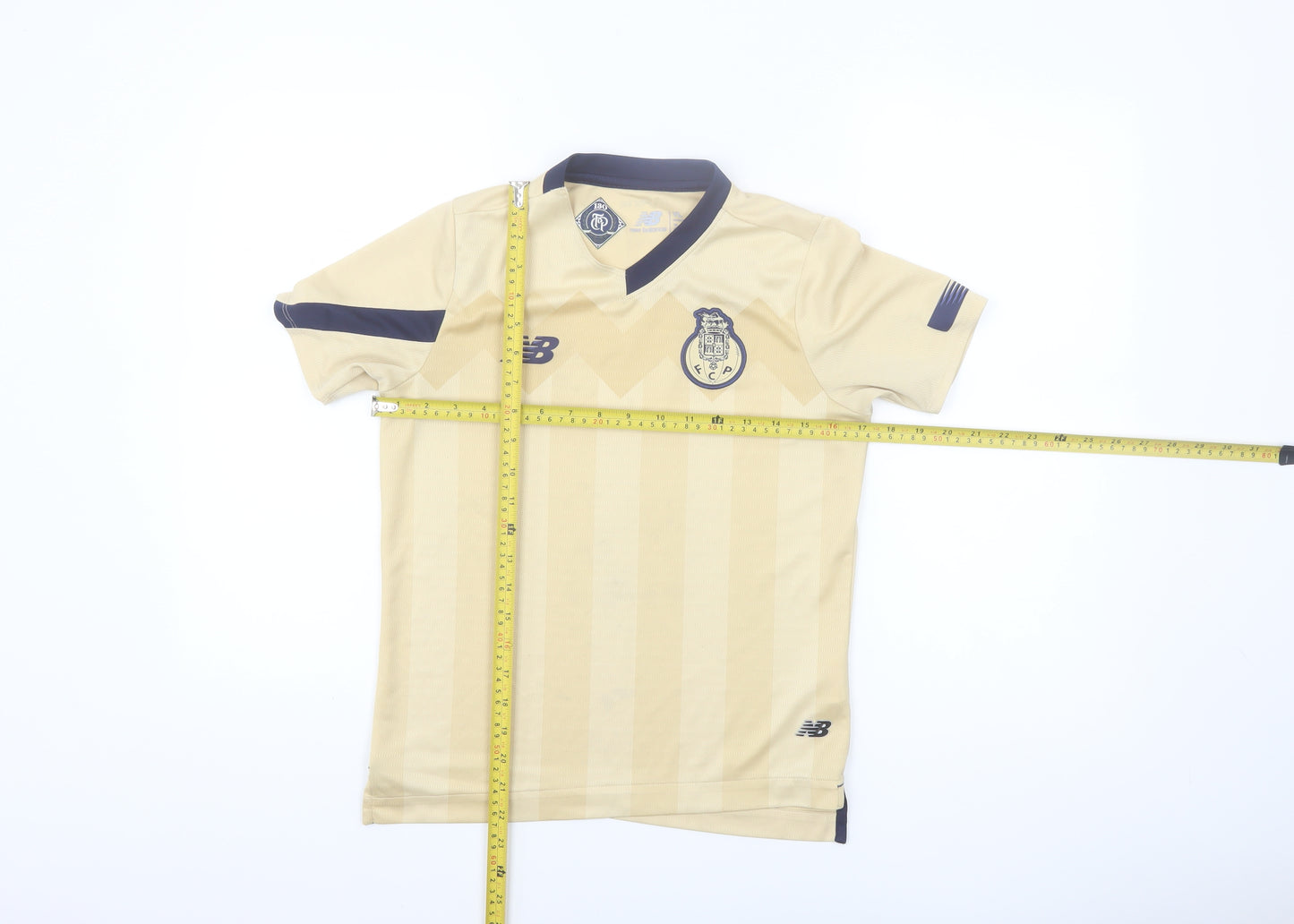 New Balance Boys Beige FC Porto Short Sleeve Football Jersey Size 146