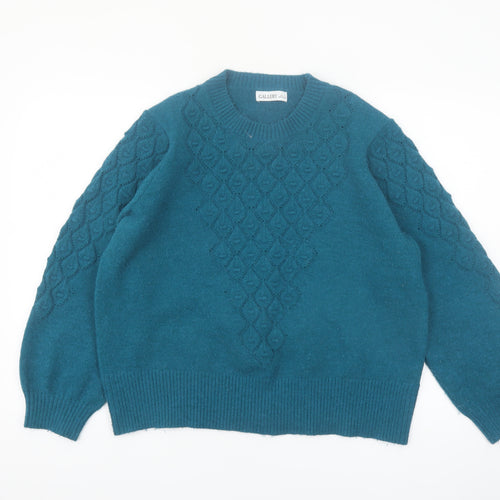 Gallery Women’s Teal Cable-Knit Crew Neck Jumper Size L